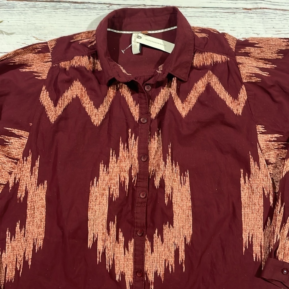 NWT Anthropologie Pilcro The Romy Relaxed Geometric Buttondown Top - Picture 6 of 11